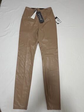 Lysse Faux Leather Chinos in Light Brown